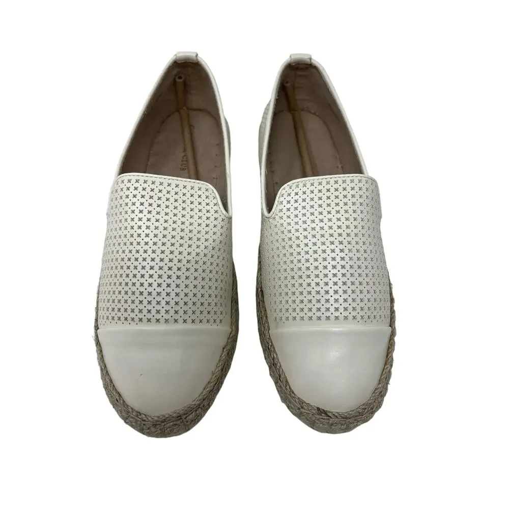 Charter Club Jonip Ivory Laser Cut Faux Leather Espadrilles 9